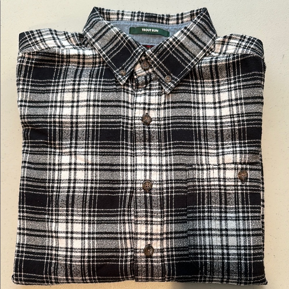 Woolrich Men's Black and White Plaid Shirt